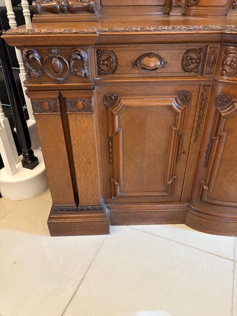 Monumental Antique Victorian Exhibition Quality Carved Oak Sideboard By Maple and Co. - Image 5